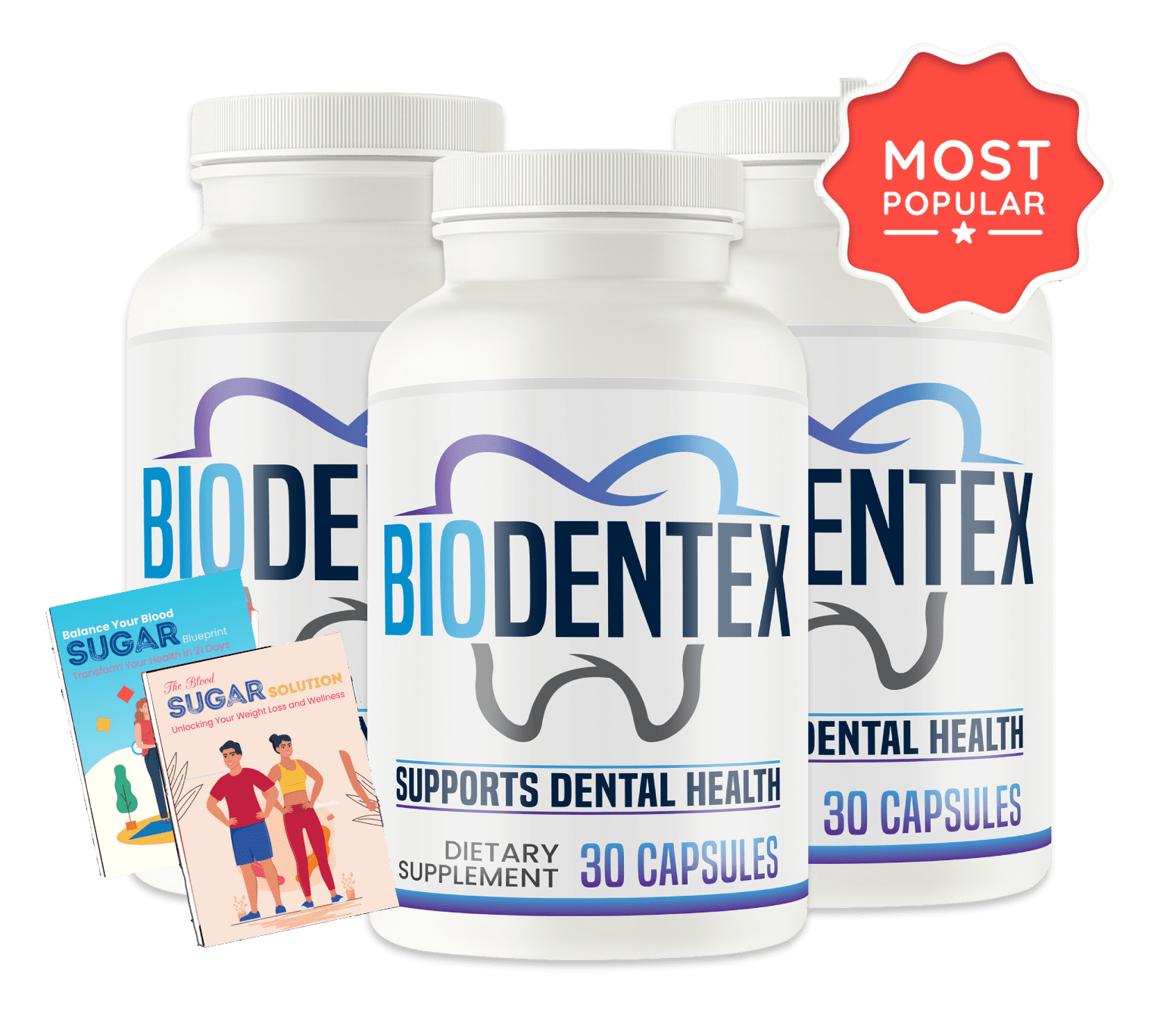BioDentex supplement bottles and bonus guides